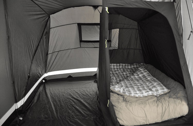 personal space inside tent